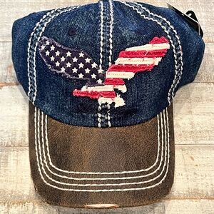 Denim American Flag Eagle Cap